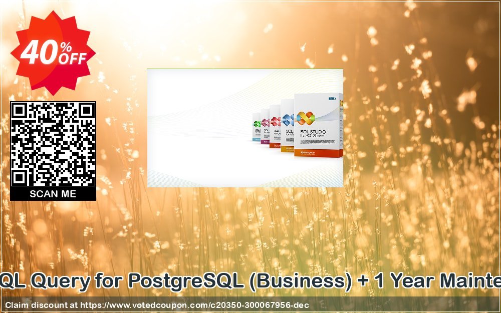 EMS SQL Query for PostgreSQL, Business + Yearly Maintenance Coupon, discount Coupon code EMS SQL Query for PostgreSQL (Business) + 1 Year Maintenance. Promotion: EMS SQL Query for PostgreSQL (Business) + 1 Year Maintenance Exclusive offer 