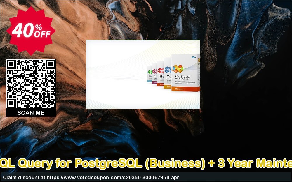 EMS SQL Query for PostgreSQL, Business + 3 Year Maintenance Coupon, discount Coupon code EMS SQL Query for PostgreSQL (Business) + 3 Year Maintenance. Promotion: EMS SQL Query for PostgreSQL (Business) + 3 Year Maintenance Exclusive offer 