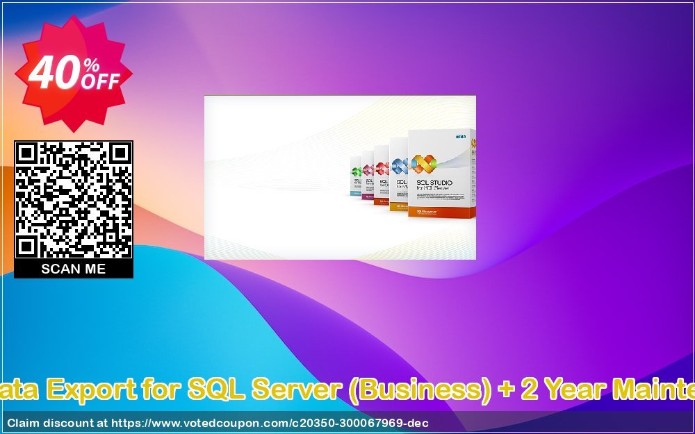 EMS Data Export for SQL Server, Business + 2 Year Maintenance Coupon, discount Coupon code EMS Data Export for SQL Server (Business) + 2 Year Maintenance. Promotion: EMS Data Export for SQL Server (Business) + 2 Year Maintenance Exclusive offer 