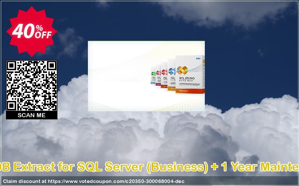 EMS DB Extract for SQL Server, Business + Yearly Maintenance Coupon, discount Coupon code EMS DB Extract for SQL Server (Business) + 1 Year Maintenance. Promotion: EMS DB Extract for SQL Server (Business) + 1 Year Maintenance Exclusive offer 