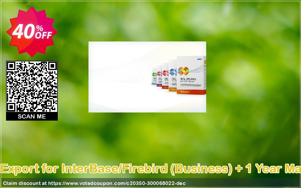 EMS Data Export for InterBase/Firebird, Business + Yearly Maintenance Coupon, discount Coupon code EMS Data Export for InterBase/Firebird (Business) + 1 Year Maintenance. Promotion: EMS Data Export for InterBase/Firebird (Business) + 1 Year Maintenance Exclusive offer 