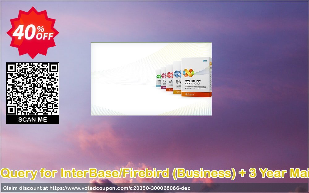 EMS SQL Query for InterBase/Firebird, Business + 3 Year Maintenance Coupon, discount Coupon code EMS SQL Query for InterBase/Firebird (Business) + 3 Year Maintenance. Promotion: EMS SQL Query for InterBase/Firebird (Business) + 3 Year Maintenance Exclusive offer 