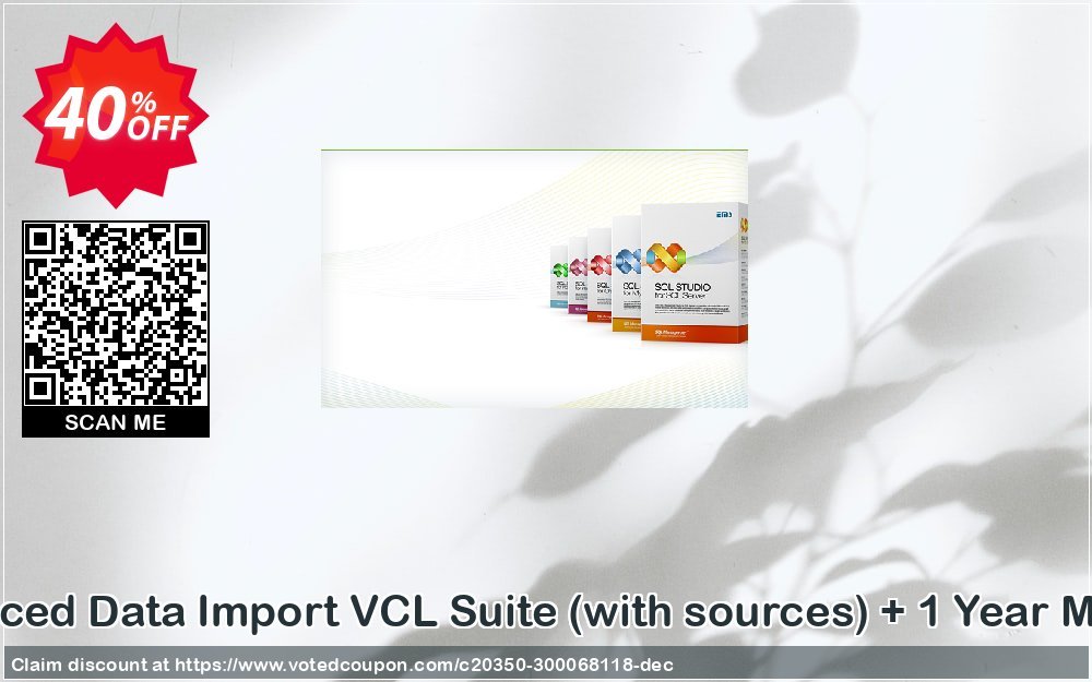 EMS Advanced Data Import VCL Suite, with sources + Yearly Maintenance Coupon, discount Coupon code Advanced Data Import VCL Suite (with sources) + 1 Year Maintenance. Promotion: Advanced Data Import VCL Suite (with sources) + 1 Year Maintenance Exclusive offer 
