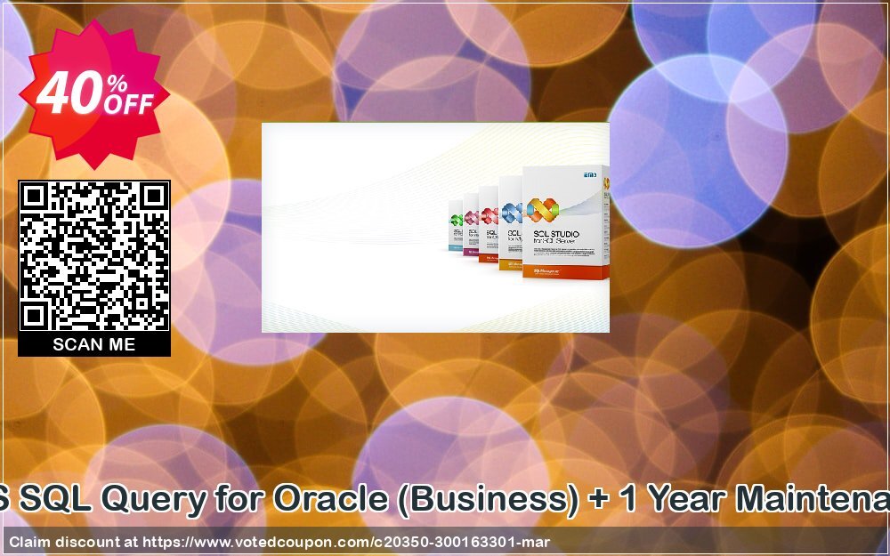 EMS SQL Query for Oracle, Business + Yearly Maintenance Coupon, discount Coupon code EMS SQL Query for Oracle (Business) + 1 Year Maintenance. Promotion: EMS SQL Query for Oracle (Business) + 1 Year Maintenance Exclusive offer 