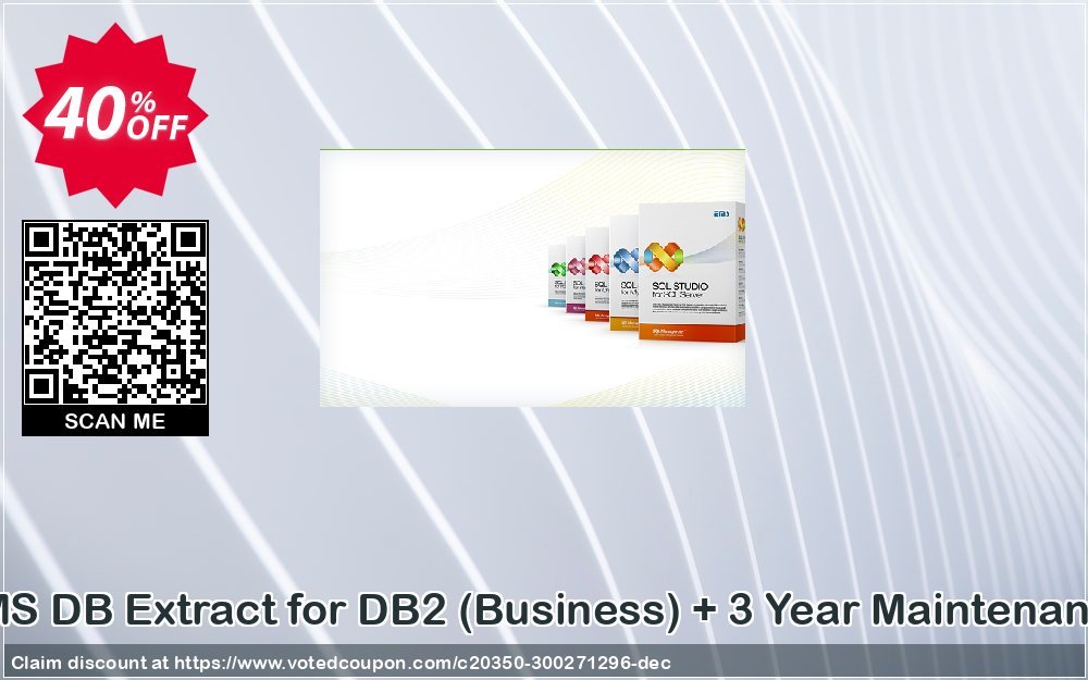 EMS DB Extract for DB2, Business + 3 Year Maintenance Coupon, discount Coupon code EMS DB Extract for DB2 (Business) + 3 Year Maintenance. Promotion: EMS DB Extract for DB2 (Business) + 3 Year Maintenance Exclusive offer 