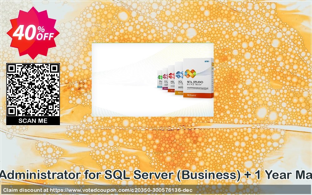 EMS SQL Administrator for SQL Server, Business + Yearly Maintenance Coupon, discount Coupon code EMS SQL Administrator for SQL Server (Business) + 1 Year Maintenance. Promotion: EMS SQL Administrator for SQL Server (Business) + 1 Year Maintenance Exclusive offer 