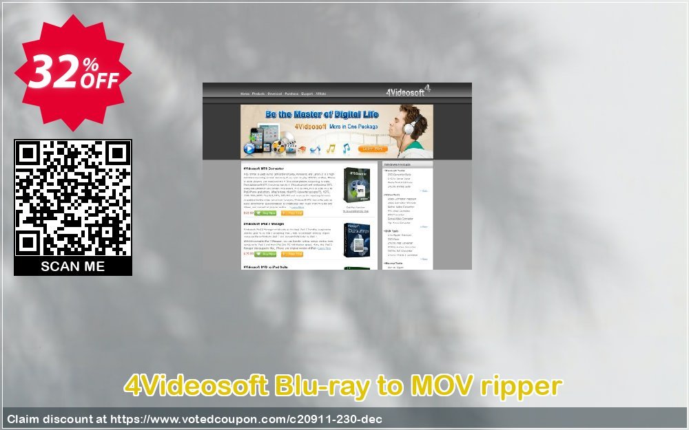 4Videosoft Blu-ray to MOV ripper Coupon, discount 4Videosoft coupon (20911). Promotion: 