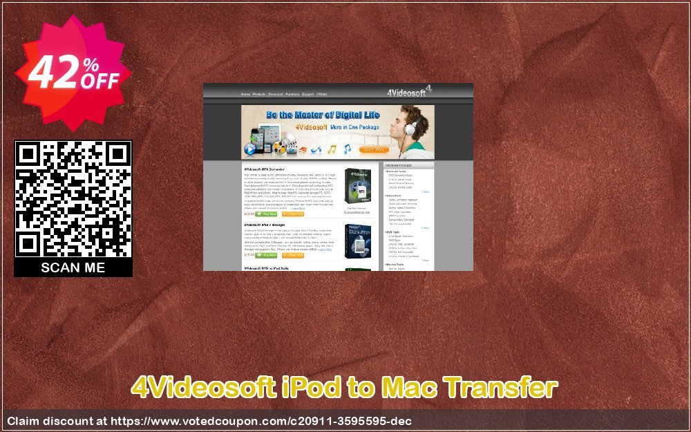 4Videosoft iPod to MAC Transfer Coupon, discount 4Videosoft iPod to Mac Transfer fearsome discounts code 2024. Promotion: fearsome discounts code of 4Videosoft iPod to Mac Transfer 2024