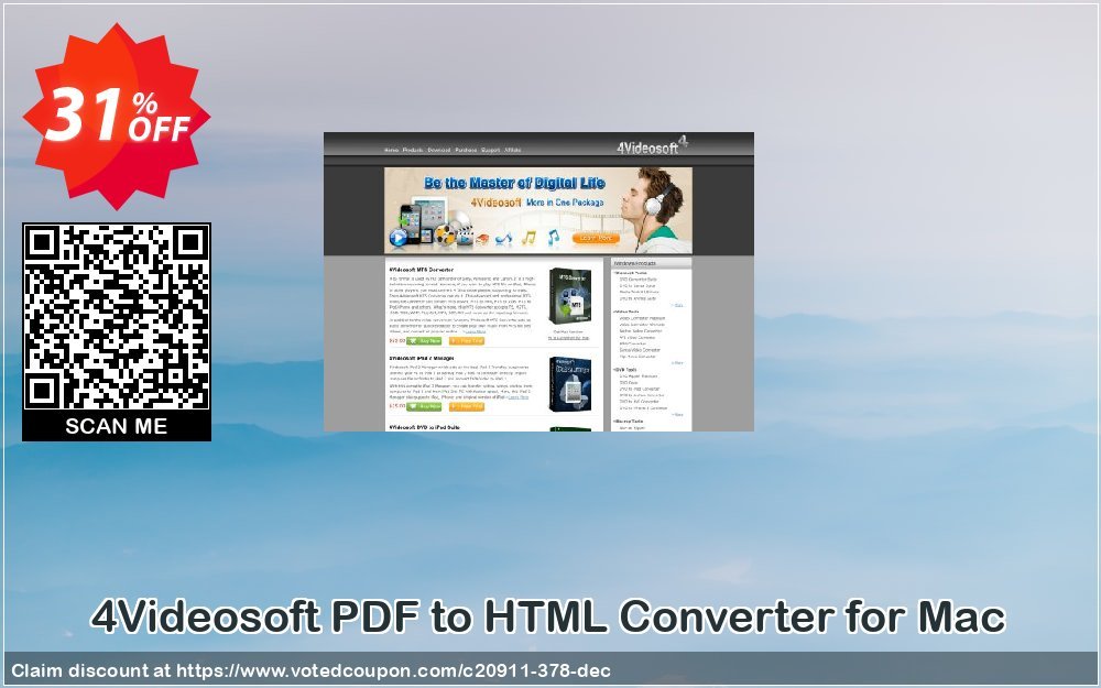 4Videosoft PDF to HTML Converter for MAC Coupon, discount 4Videosoft coupon (20911). Promotion: 