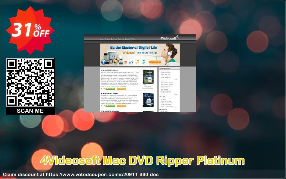 4Videosoft MAC DVD Ripper Platinum Coupon, discount 4Videosoft coupon (20911). Promotion: 