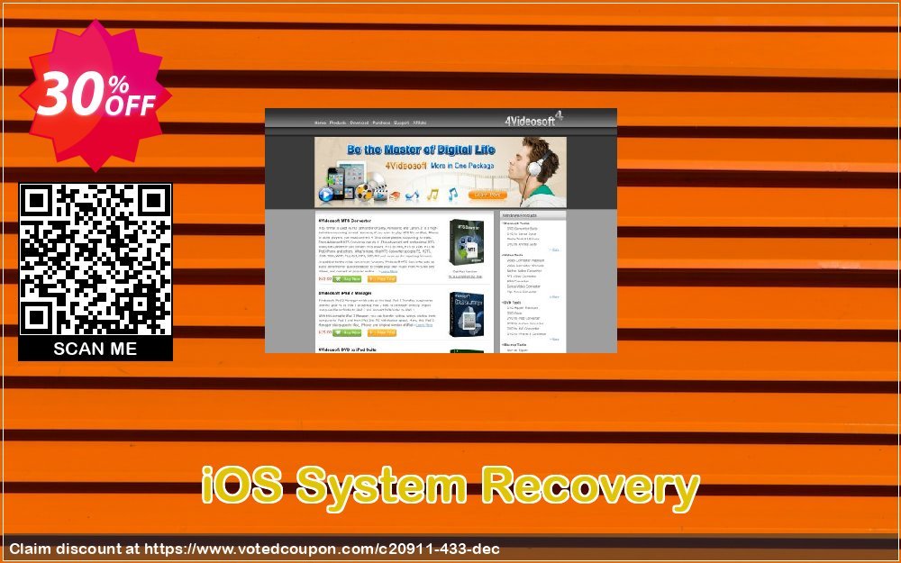 iOS System Recovery Coupon, discount 4Videosoft coupon (20911). Promotion: 4Videosoft discount promotion codes (20911)