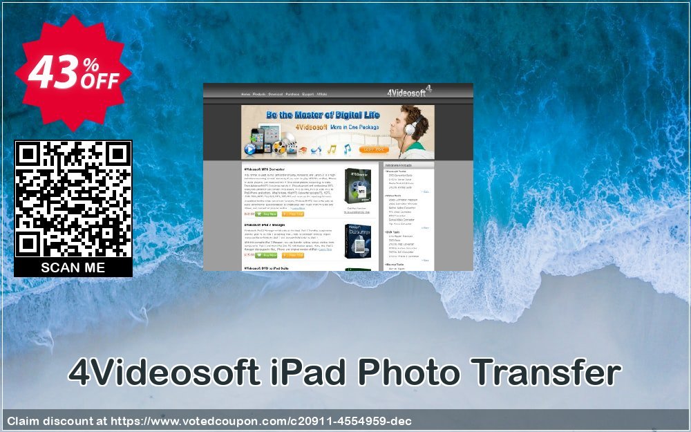 4Videosoft iPad Photo Transfer Coupon, discount 4Videosoft iPad Photo Transfer hottest discounts code 2024. Promotion: hottest discounts code of 4Videosoft iPad Photo Transfer 2024