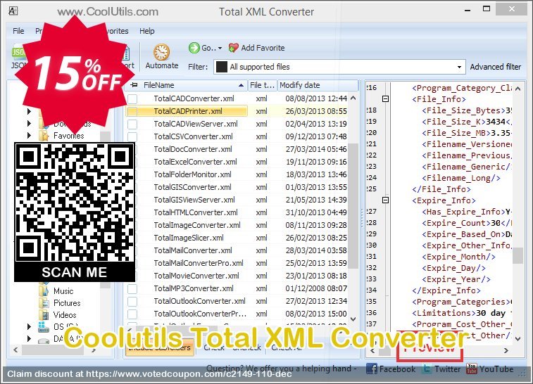 Coolutils Total XML Converter Coupon, discount 15% OFF Coolutils Total XML Converter, verified. Promotion: Dreaded discounts code of Coolutils Total XML Converter, tested & approved