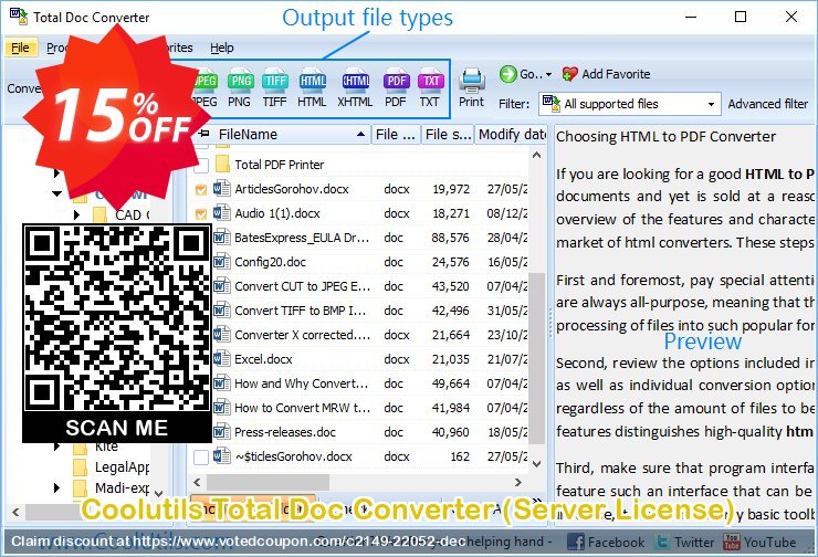 Coolutils Total Doc Converter, Server Plan  Coupon, discount 15% OFF Coolutils Total Doc Converter (Server License), verified. Promotion: Dreaded discounts code of Coolutils Total Doc Converter (Server License), tested & approved