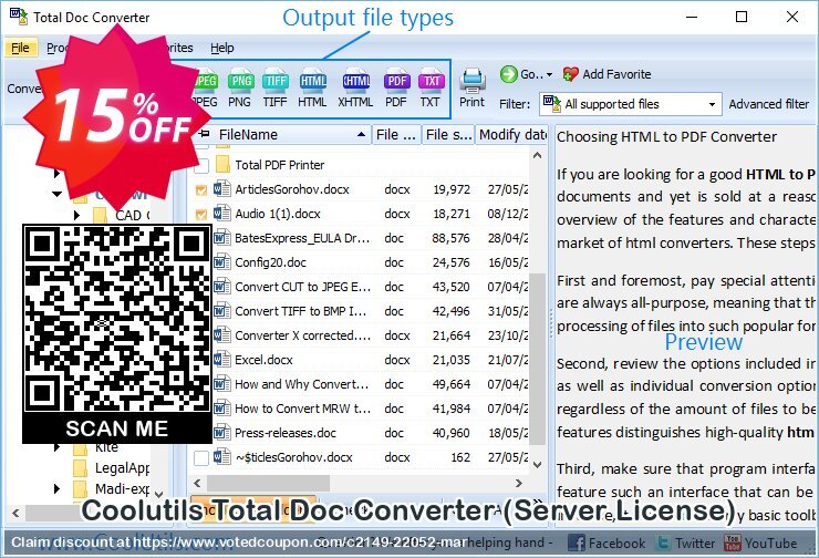 Coolutils Total Doc Converter, Server Plan  Coupon, discount 15% OFF Coolutils Total Doc Converter (Server License), verified. Promotion: Dreaded discounts code of Coolutils Total Doc Converter (Server License), tested & approved