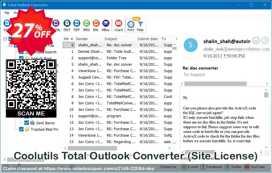 Get 35% OFF Coolutils Total Outlook Converter, Site License Coupon