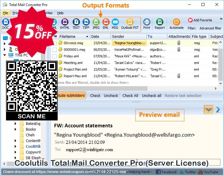 Coolutils Total Mail Converter Pro, Server Plan  Coupon, discount 15% OFF Coolutils Total Mail Converter Pro (Server License), verified. Promotion: Dreaded discounts code of Coolutils Total Mail Converter Pro (Server License), tested & approved