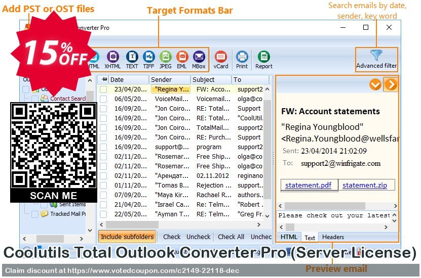 Get 23% OFF Coolutils Total Outlook Converter Pro, Server License Coupon