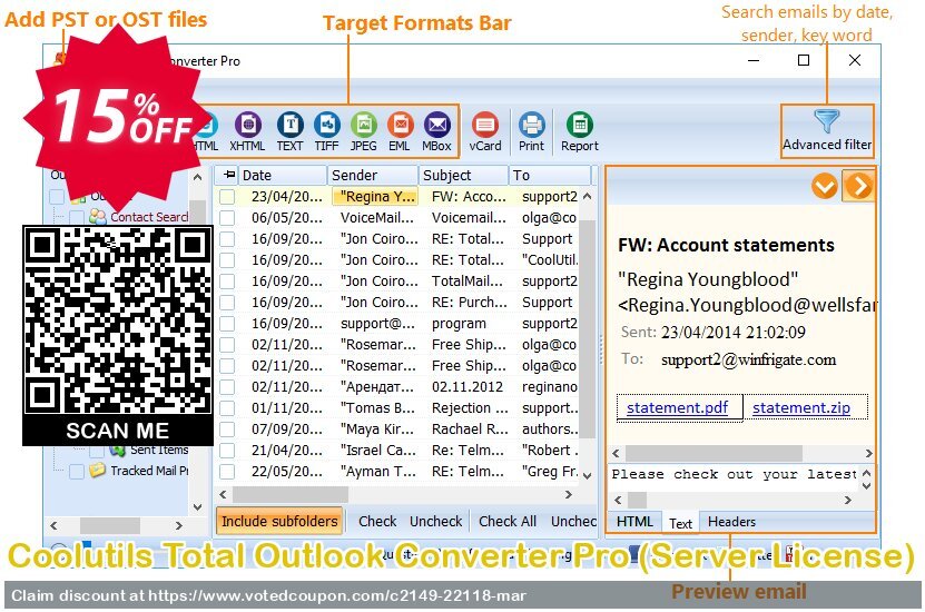 Coolutils Total Outlook Converter Pro, Server Plan  Coupon, discount 15% OFF Coolutils Total Outlook Converter Pro (Server License), verified. Promotion: Dreaded discounts code of Coolutils Total Outlook Converter Pro (Server License), tested & approved