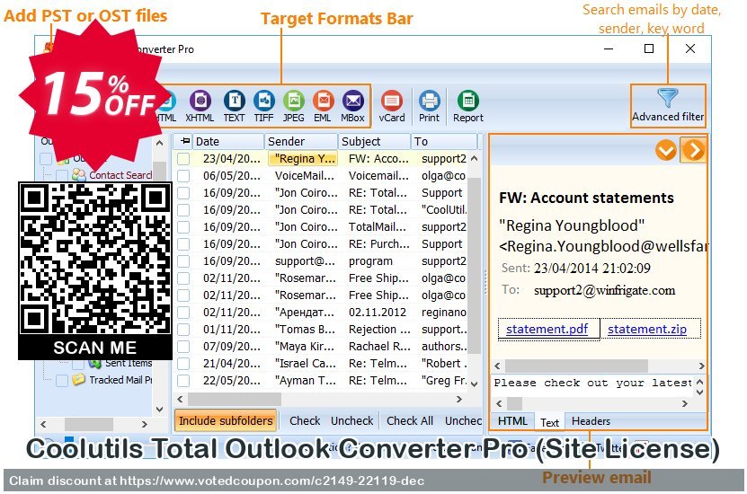 Get 23% OFF Coolutils Total Outlook Converter Pro, Site License Coupon