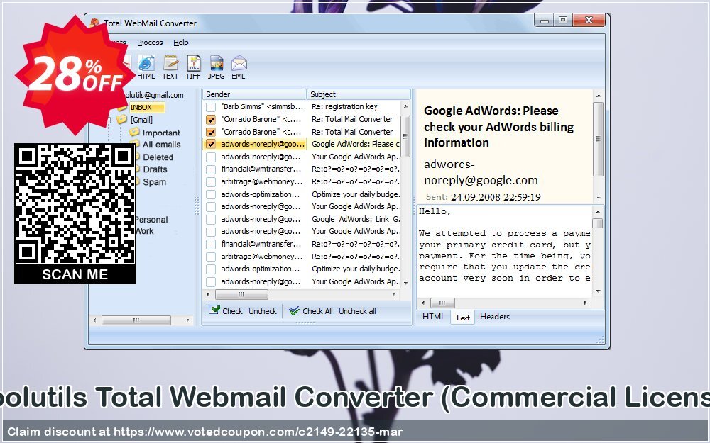 Coolutils Total Webmail Converter, Commercial Plan  Coupon Code Apr 2024, 28% OFF - VotedCoupon