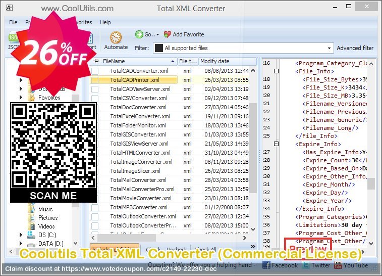 Coolutils Total XML Converter, Commercial Plan  Coupon, discount 15% OFF Coolutils Total XML Converter, verified. Promotion: Dreaded discounts code of Coolutils Total XML Converter, tested & approved
