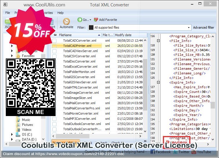 Coolutils Total XML Converter, Server Plan  Coupon Code Apr 2024, 15% OFF - VotedCoupon
