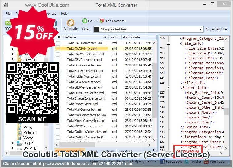 Coolutils Total XML Converter, Server Plan  Coupon Code Apr 2024, 15% OFF - VotedCoupon