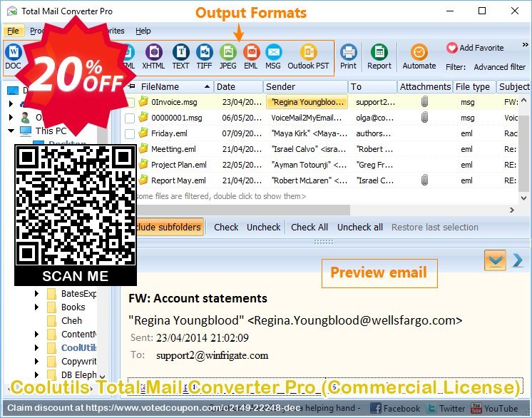 Coolutils Total Mail Converter Pro, Commercial Plan  Coupon, discount 20% OFF Coolutils Total Mail Converter Pro (Commercial License), verified. Promotion: Dreaded discounts code of Coolutils Total Mail Converter Pro (Commercial License), tested & approved