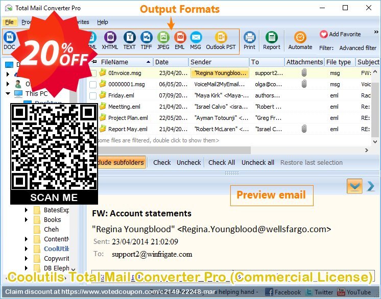 Coolutils Total Mail Converter Pro, Commercial Plan  Coupon, discount 20% OFF Coolutils Total Mail Converter Pro (Commercial License), verified. Promotion: Dreaded discounts code of Coolutils Total Mail Converter Pro (Commercial License), tested & approved