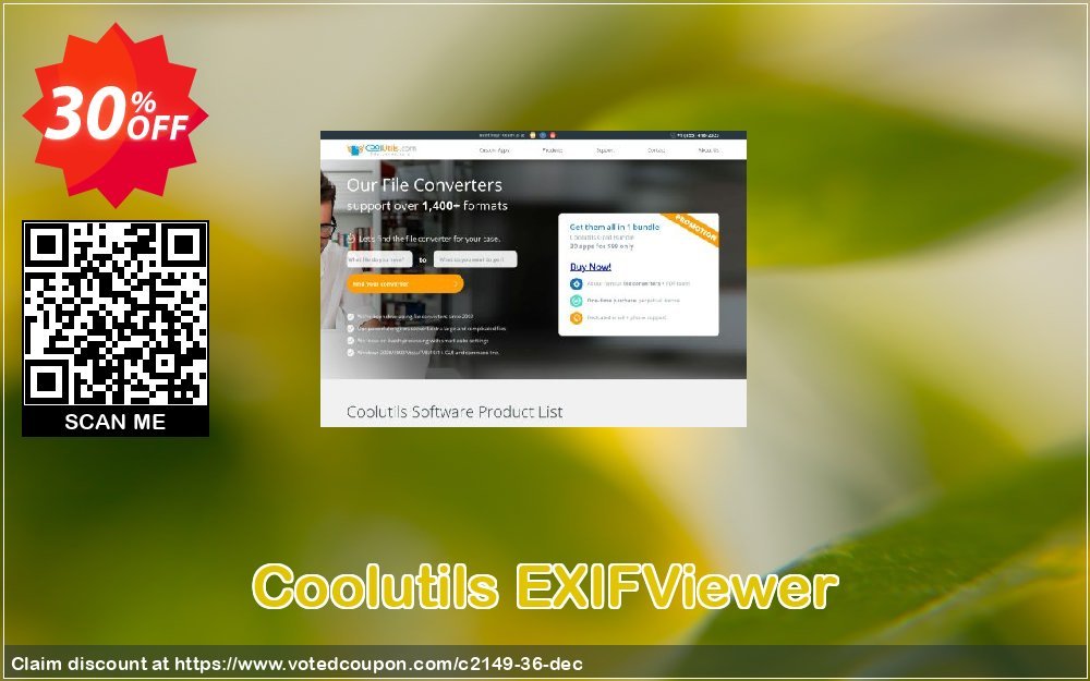 Coolutils EXIFViewer Coupon, discount 30% OFF JoyceSoft. Promotion: 30% OFF JoyceSoft