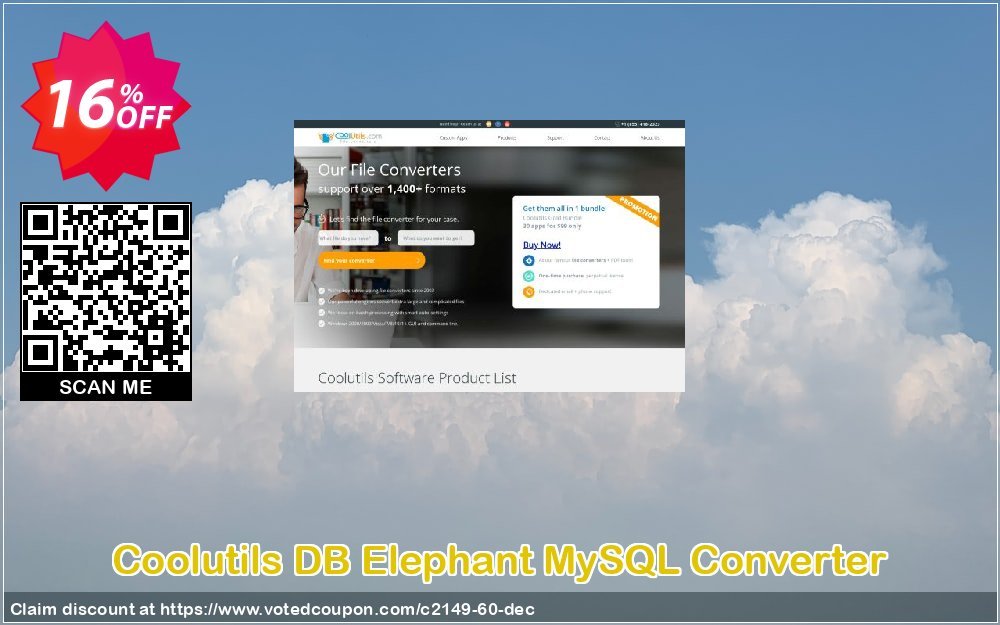 Coolutils DB Elephant MySQL Converter Coupon, discount 30% OFF JoyceSoft. Promotion: 