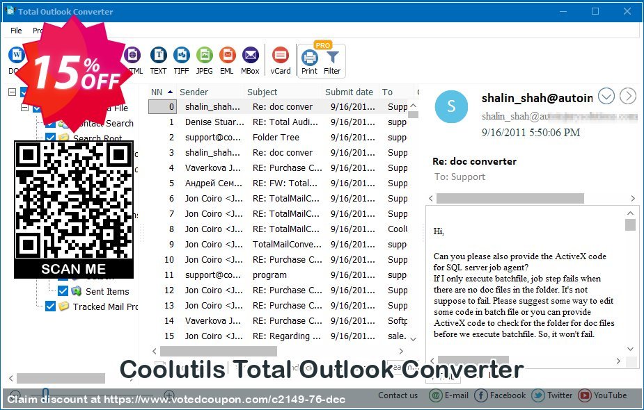 Get 15% OFF Coolutils Total Outlook Converter Coupon