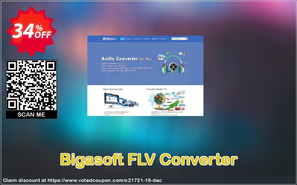 Bigasoft FLV Converter Coupon, discount 1 year 30% OFF discount  coupon discount. Promotion: 1 year 30% OFF Discount , Promo code