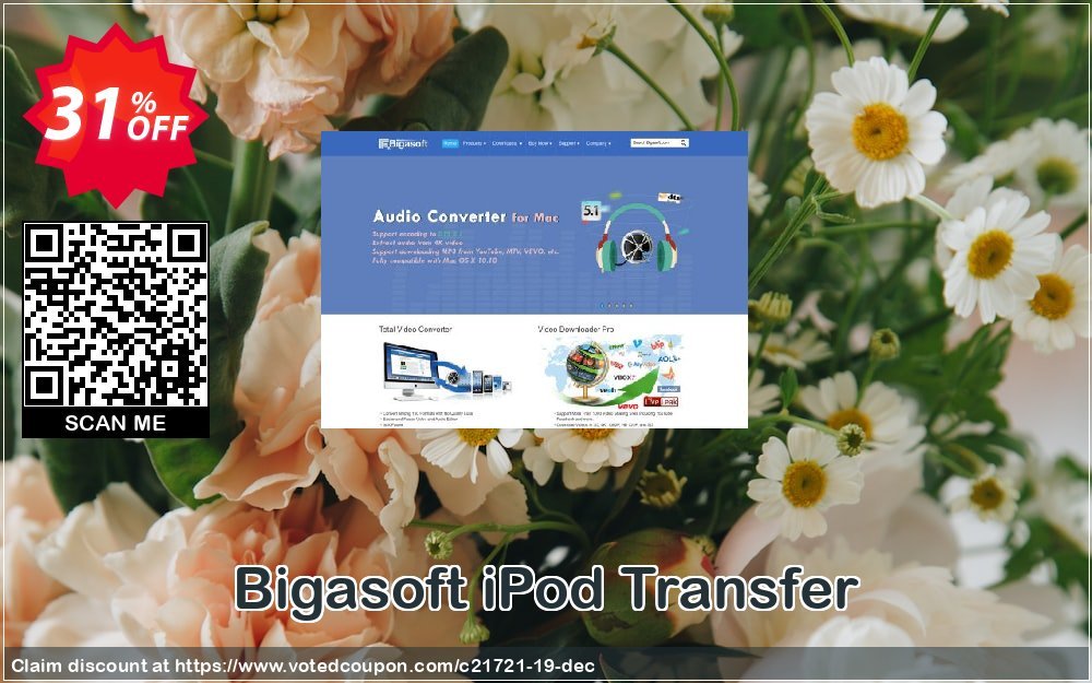 Bigasoft iPod Transfer Coupon, discount Bigasoft Coupon code,Discount , Promo code. Promotion: 1 year 30% OFF Discount , Promo code