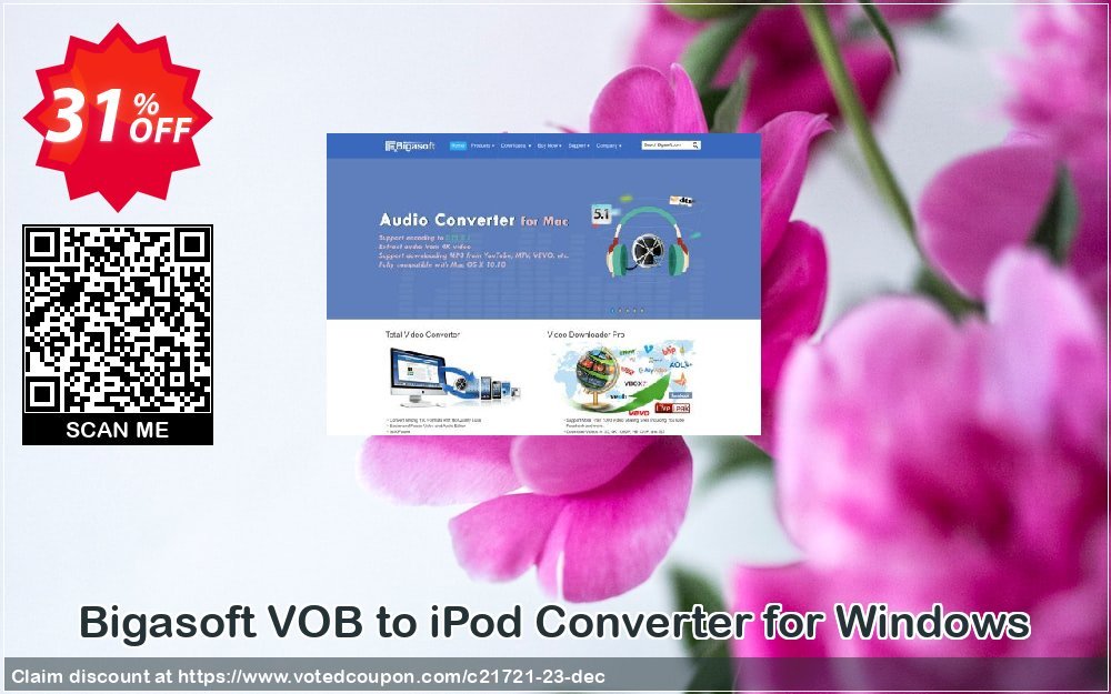 Bigasoft VOB to iPod Converter for WINDOWS Coupon, discount Bigasoft Coupon code,Discount , Promo code. Promotion: 1 year 30% OFF Discount , Promo code