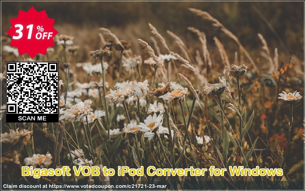 Bigasoft VOB to iPod Converter for WINDOWS Coupon, discount Bigasoft Coupon code,Discount , Promo code. Promotion: 1 year 30% OFF Discount , Promo code