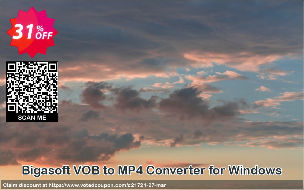 Bigasoft VOB to MP4 Converter for WINDOWS Coupon, discount 1 year 30% OFF . Promotion: 1 year 30% OFF Discount , Promo code