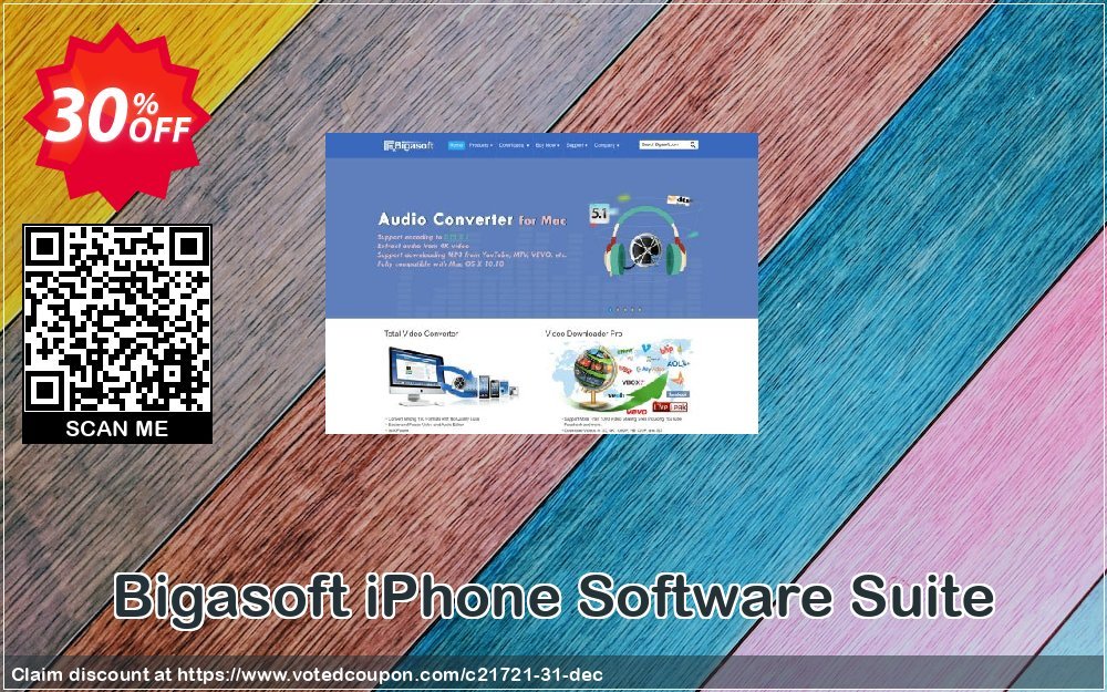 Bigasoft iPhone Software Suite Coupon, discount 1 year 30% OFF  coupon code. Promotion: 1 year 30% OFF Discount , Promo code