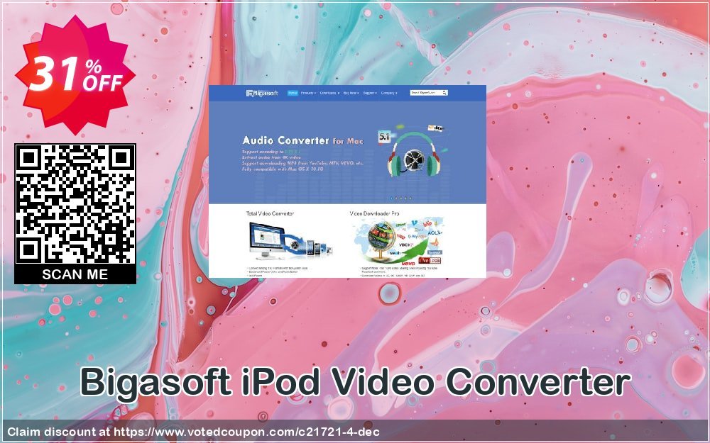 Bigasoft iPod Video Converter Coupon, discount Bigasoft Coupon code,Discount , Promo code. Promotion: 1 year 30% OFF Discount , Promo code