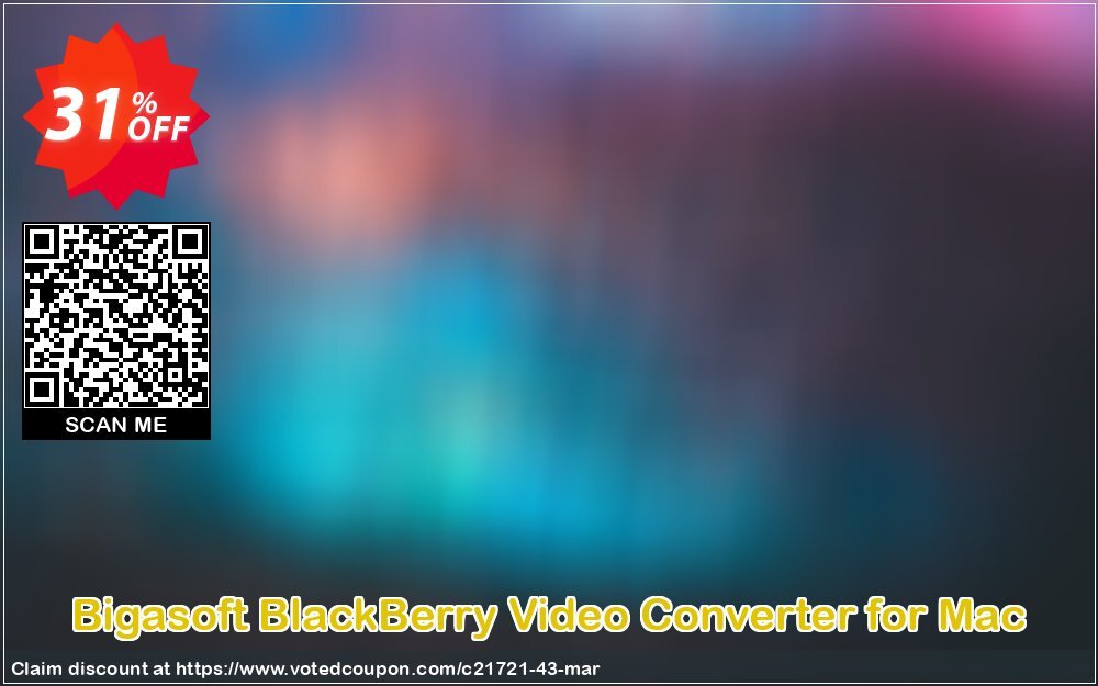 Bigasoft BlackBerry Video Converter for MAC Coupon, discount Bigasoft Coupon code,Discount , Promo code. Promotion: 1 year 30% OFF Discount , Promo code