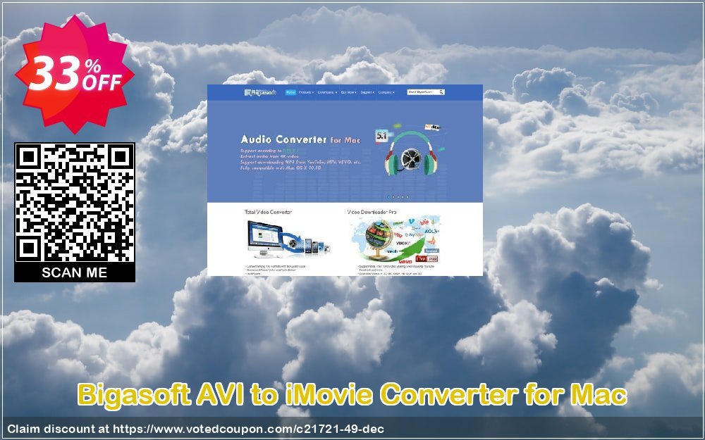 Bigasoft AVI to iMovie Converter for MAC Coupon, discount 1 year 30% OFF discount . Promotion: 1 year 30% OFF Discount , Promo code