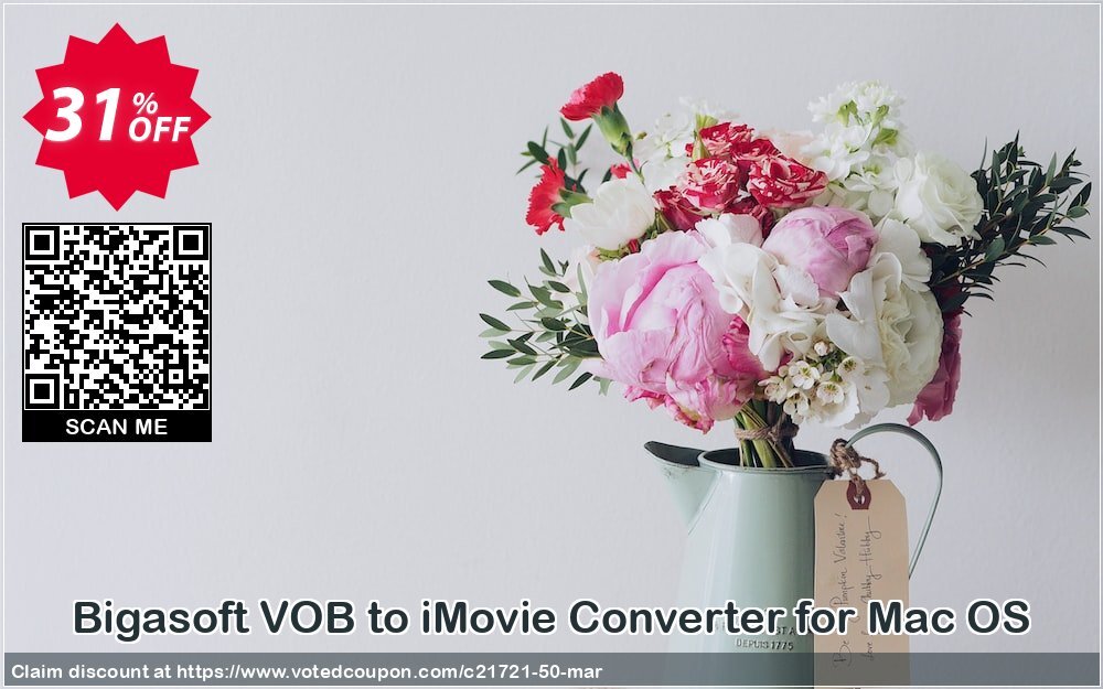 Bigasoft VOB to iMovie Converter for MAC OS Coupon, discount Bigasoft Coupon code,Discount , Promo code. Promotion: 1 year 30% OFF Discount , Promo code