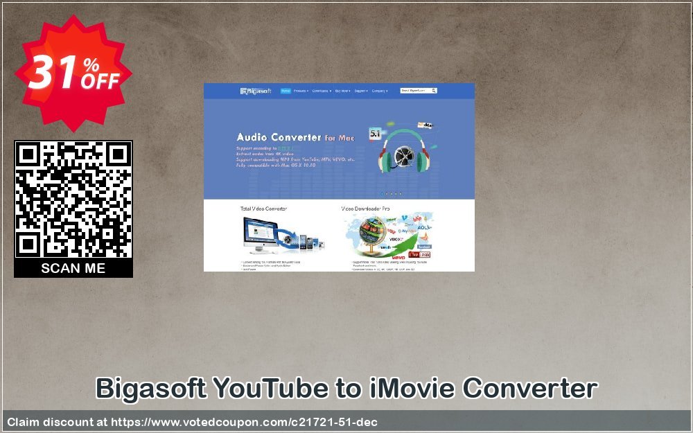 Bigasoft YouTube to iMovie Converter Coupon, discount Bigasoft Coupon code,Discount , Promo code. Promotion: 1 year 30% OFF Discount , Promo code