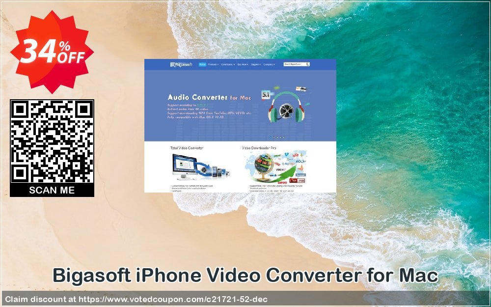 Bigasoft iPhone Video Converter for MAC Coupon, discount 1 year 30% Discount   coupon code. Promotion: 1 year 30% OFF Discount , Promo code