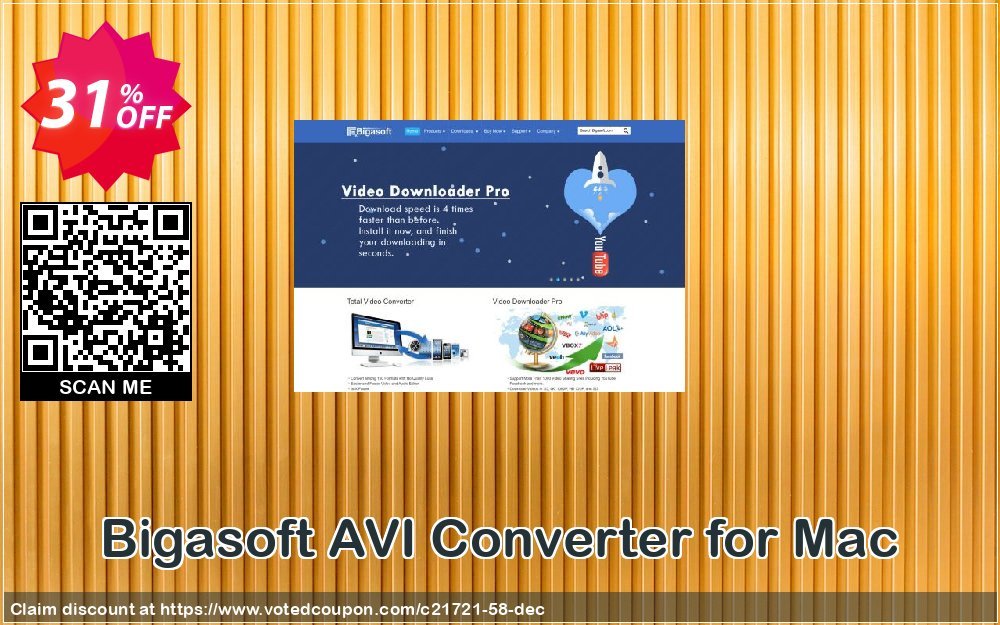 Bigasoft AVI Converter for MAC Coupon, discount 1 year 30% OFF discount . Promotion: 1 year 30% OFF Discount , Promo code
