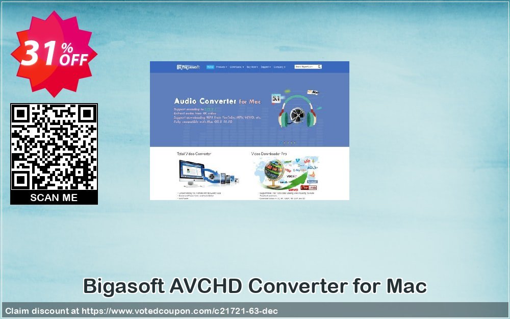Bigasoft AVCHD Converter for MAC Coupon, discount 1 year 30% discount  coupon code. Promotion: 1 year 30% OFF Discount , Promo code