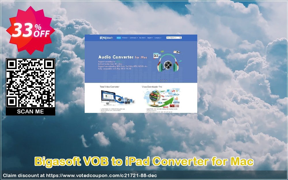 Bigasoft VOB to iPad Converter for MAC Coupon, discount Bigasoft Coupon code,Discount , Promo code. Promotion: 1 year 30% OFF Discount , Promo code