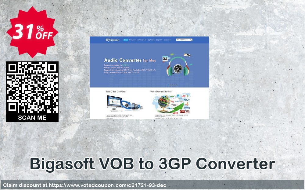 Bigasoft VOB to 3GP Converter Coupon, discount Bigasoft Coupon code,Discount , Promo code. Promotion: 1 year 30% OFF Discount , Promo code