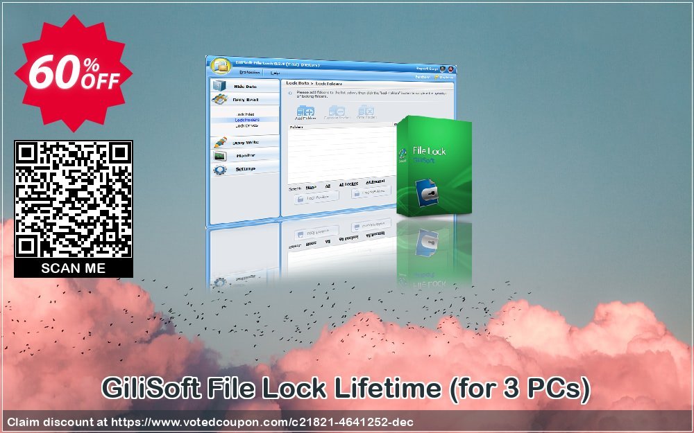 GiliSoft File Lock Lifetime, for 3 PCs  Coupon, discount GiliSoft File Lock - 3 PC / Liftetime free update amazing deals code 2023. Promotion: amazing deals code of GiliSoft File Lock - 3 PC / Liftetime free update 2023
